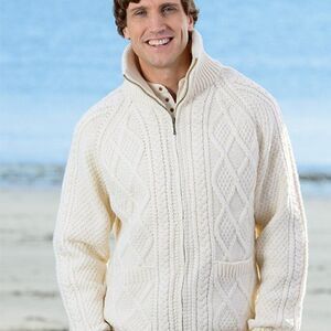 NWT Aran Island  100% Merino Wool Handmade Men’s Cardigan  S Ireland